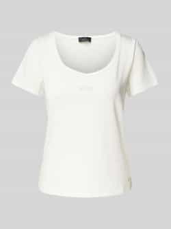 Monari T-shirt met geribde boothals