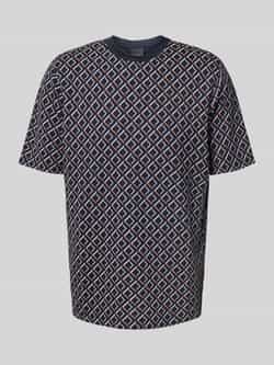 Bugatti T-shirt in all-over look met ronde hals