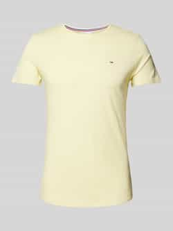 Tommy Jeans Geborduurd Logo Aansluitend T-shirt Geel Beige Heren