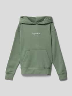 Jack & jones JUNIOR hoodie JORVESTERBRO met tekst zachtgroen Sweater Tekst 140