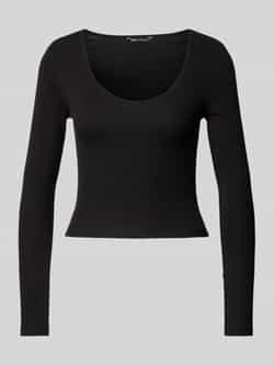 Only Shirt met V-hals ONLKAYA L S V-NECK SHORT TOP JRS