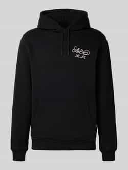 Les Deux Hoodie met labelprint en kangoeroezak