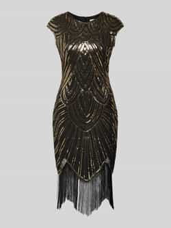 Apricot Mini-jurk met pailletten en franjes