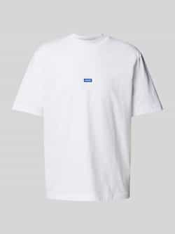 Hugo Blue T-shirt met labelstitching model 'Nieros'