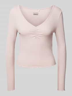 Only Slim fit shirt met lange mouwen van katoenmix met boorden met volants model 'BETTY'