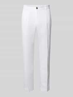 JOOP! Collection Slim fit bandplooibroek met riemlussen model 'Lester'