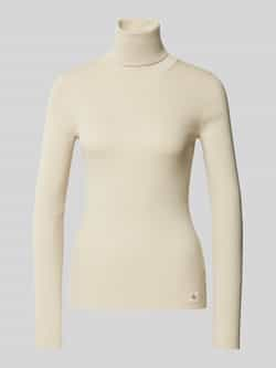 CALVIN KLEIN Dames Truien & Vesten Woven Label Roll Neck Sweater Beige