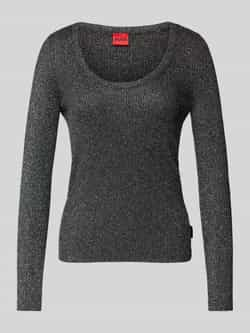 HUGO Gebreide pullover met geribde ronde hals model 'Sunessya'