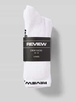 REVIEW Sokken met labelprint in een set van 4 paar