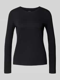 Marc Cain Shirt met lange mouwen en geribde ronde hals