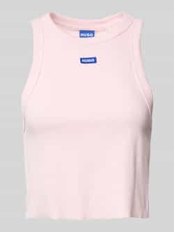 Hugo Blue Korte tanktop met labelstitching model 'Baby Tank'