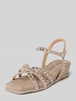 Alma en Pena Leren sandalen met siersteentjes