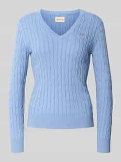 Gant Pullover met logostitching en kabelpatroon