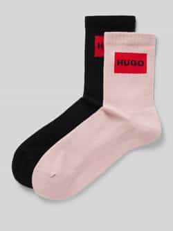 HUGO Sneakersokken met labelstitching in een set van 2 paar
