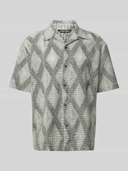 Antony Morato Overhemd Korte Mouw RELAXED FIT WITH LOGOED METAL BADGE MMSS00186-FA140280