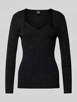 Hugo Boss Paillet Viscose Blend Pullover Sweater Black Dames