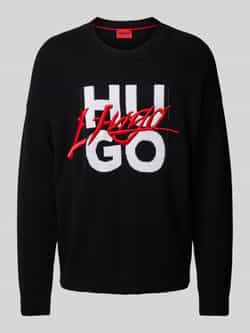 HUGO Gebreide pullover met labelstitching model 'Semou'