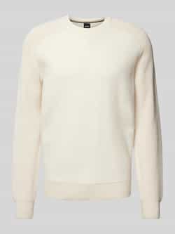 Hugo Boss Geribbelde crew-neck sweater in katoenmix Beige Heren
