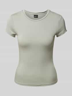 Gina Tricot T-shirt met geribde ronde hals