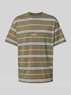 Hugo Blue T-shirt met labelstitching model 'Nostrilio'