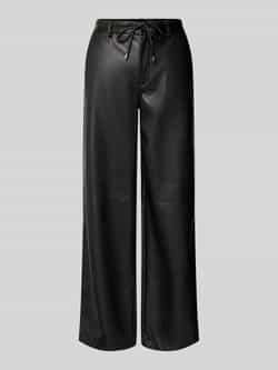 Stefanel Wide leg broek van kunstleer met steekzakken