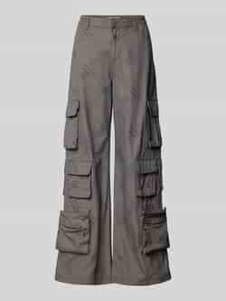 Review Wide leg cargobroek met labelstitching