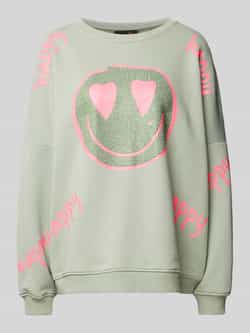 Miss goodlife Sweatshirt met strass-steentjes model 'Happy Heart Face'