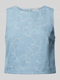 Jake*s Casual Korte top met bloemenstitchings