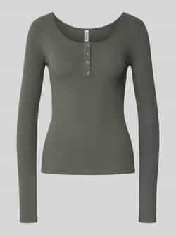 Pieces Slim fit shirt met lange mouwen van katoenmix model 'KITTE'