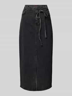 Hugo Boss Denim Rok met Vetersluiting Gray Dames