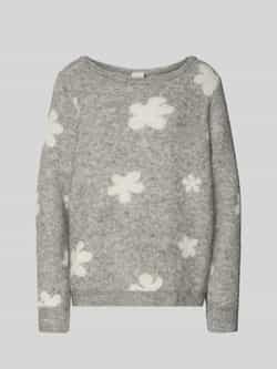 Ichi Gebreide pullover met all-over bloemenprint model 'Kamara'
