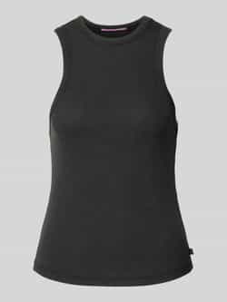 Q S by s.Oliver ribgebreide top zwart