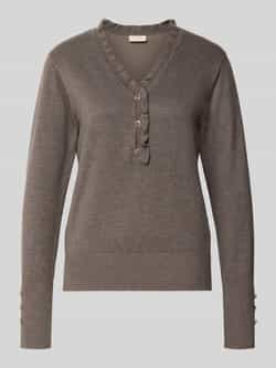 FREE QUENT Gebreide pullover met korte knoopsluiting model 'KATIE'