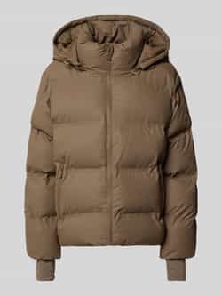 NEO NOIR Donker Taupe Puffer Jas met Hoge Kraag en Verstelbare Capuchon Brown Dames