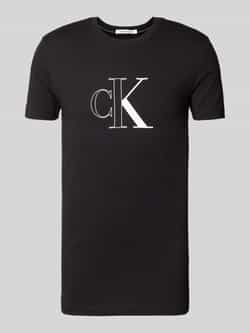 Calvin Klein Korte Mouw Logo Print Katoenen T-shirt Black Heren