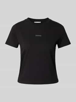 CALVIN KLEIN Dames Tops & T-shirts Placed Institutional Baby Tee Zwart