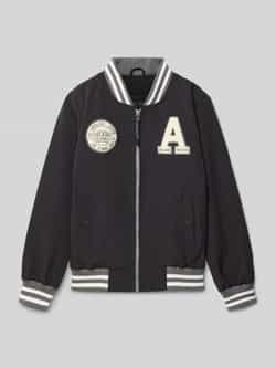 Cars baseball jacket JUSTIN met logo zwart wit Jas Jongens Nylon Opstaande kraag 152