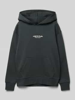 Jack & jones JUNIOR hoodie JORVESTERBRO met tekst diep donkergroen Sweater 152