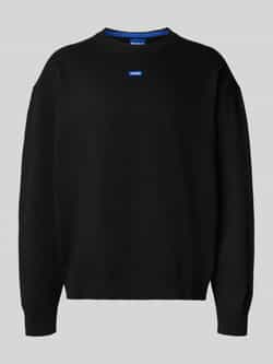 Hugo Blue Regular fit gebreide pullover van katoenmix model 'SAN CASEY'
