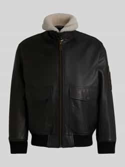 HUGO Regular fit leren jack in Aviator-stijl model 'LORAN'