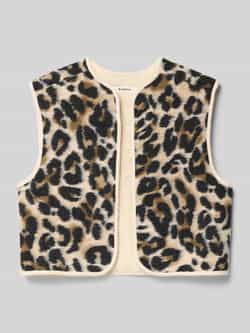 Garcia Regular fit gilet van teddybont met all-over dierenprint