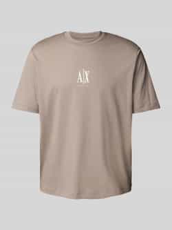 Armani Exchange Geprint T-shirt met korte mouwen en ronde hals Brown Heren