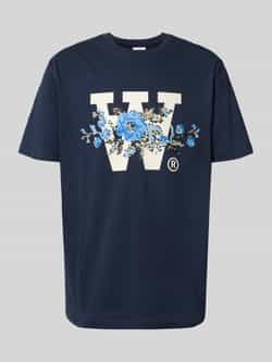 Wood T-shirt met motief- en logoprint model 'Ace'
