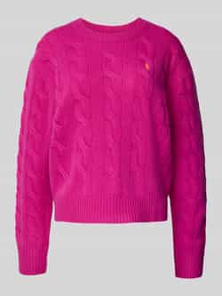 Polo Ralph Lauren Gebreide pullover van een mix van katoen en kasjmier met kabelpatroon