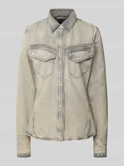 Boss Orange Slim fit jeansoverhemd van een mix van katoen en lyocell