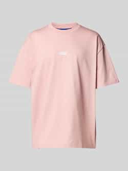 Hugo Blue T-shirt met labelprint model 'Nalono'