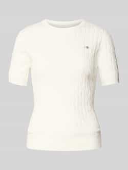 Gant Gebreid shirt met ronde hals en logostitching