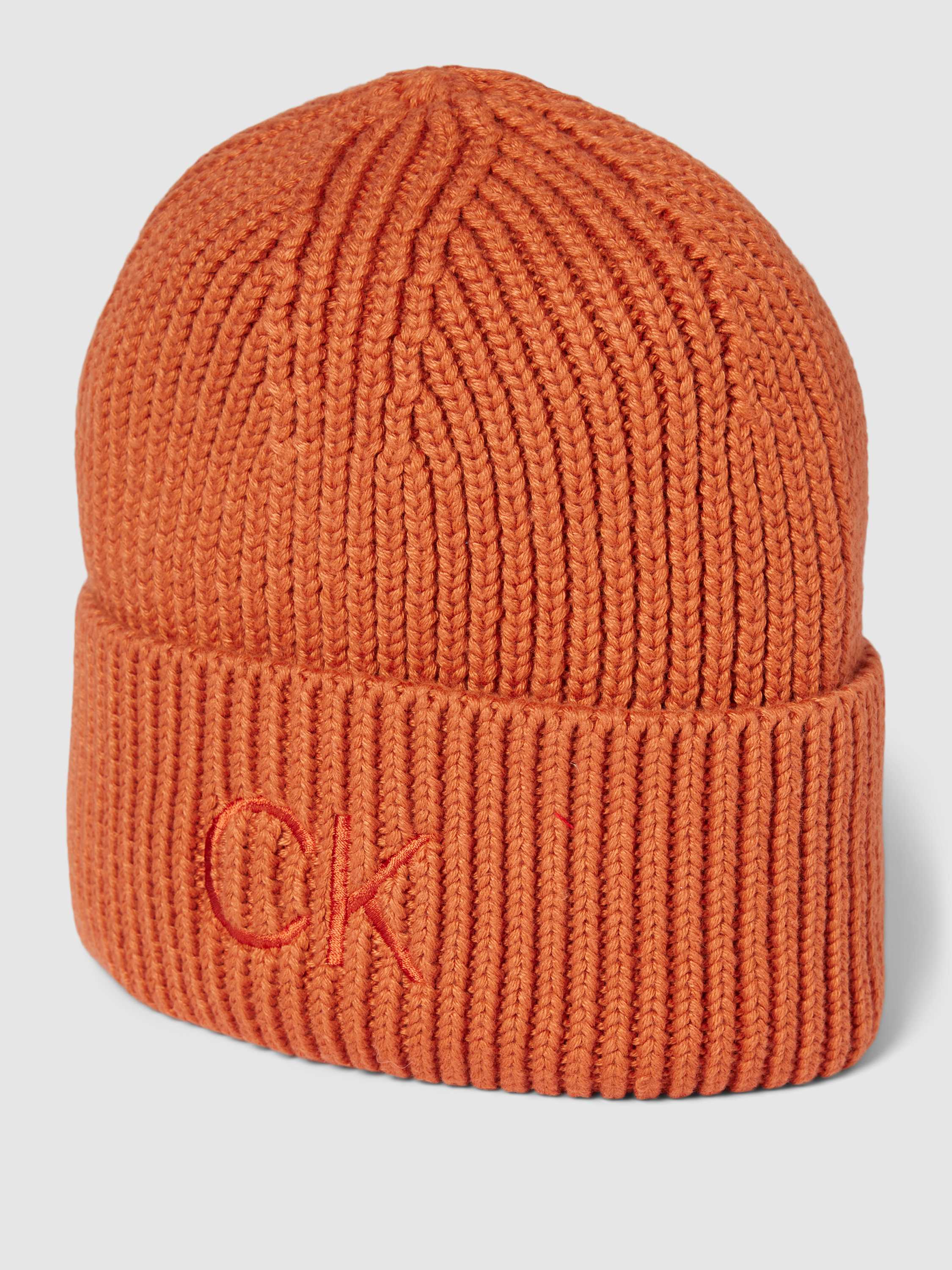 Calvin Klein Dames Beanie Muts met Borduursel Orange Dames