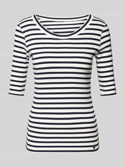 Marc Cain T-shirt van viscose met labeldetail model 'ADDITIONS'