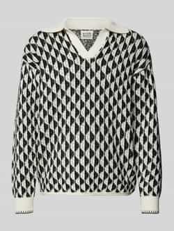 Scotch & Soda Oversized gebreide pullover met V-hals model 'jacquard'